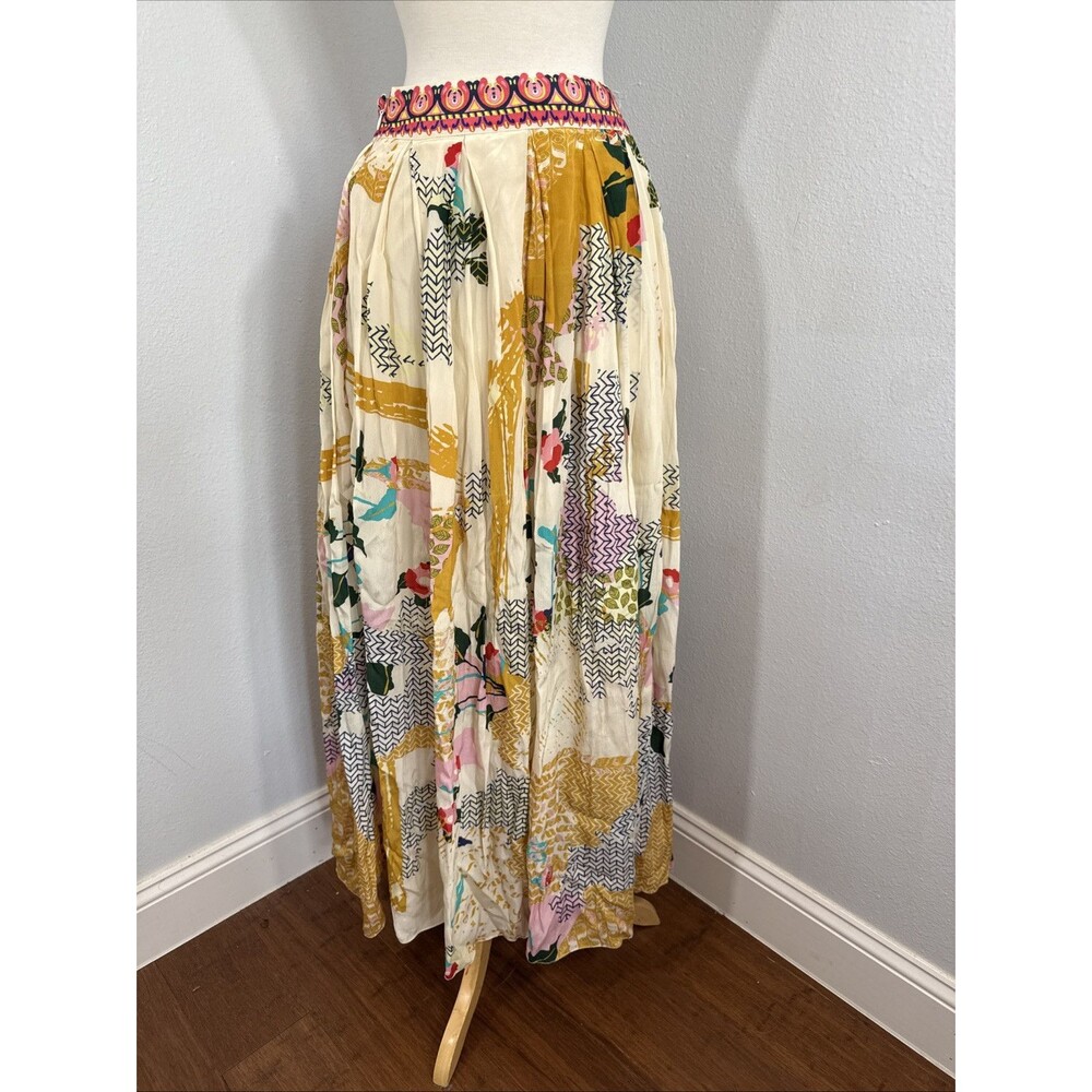 Bhanuni By Jyuti Max Skirt Womens XS Multicolor Artsy Abstract Pleated Y2K